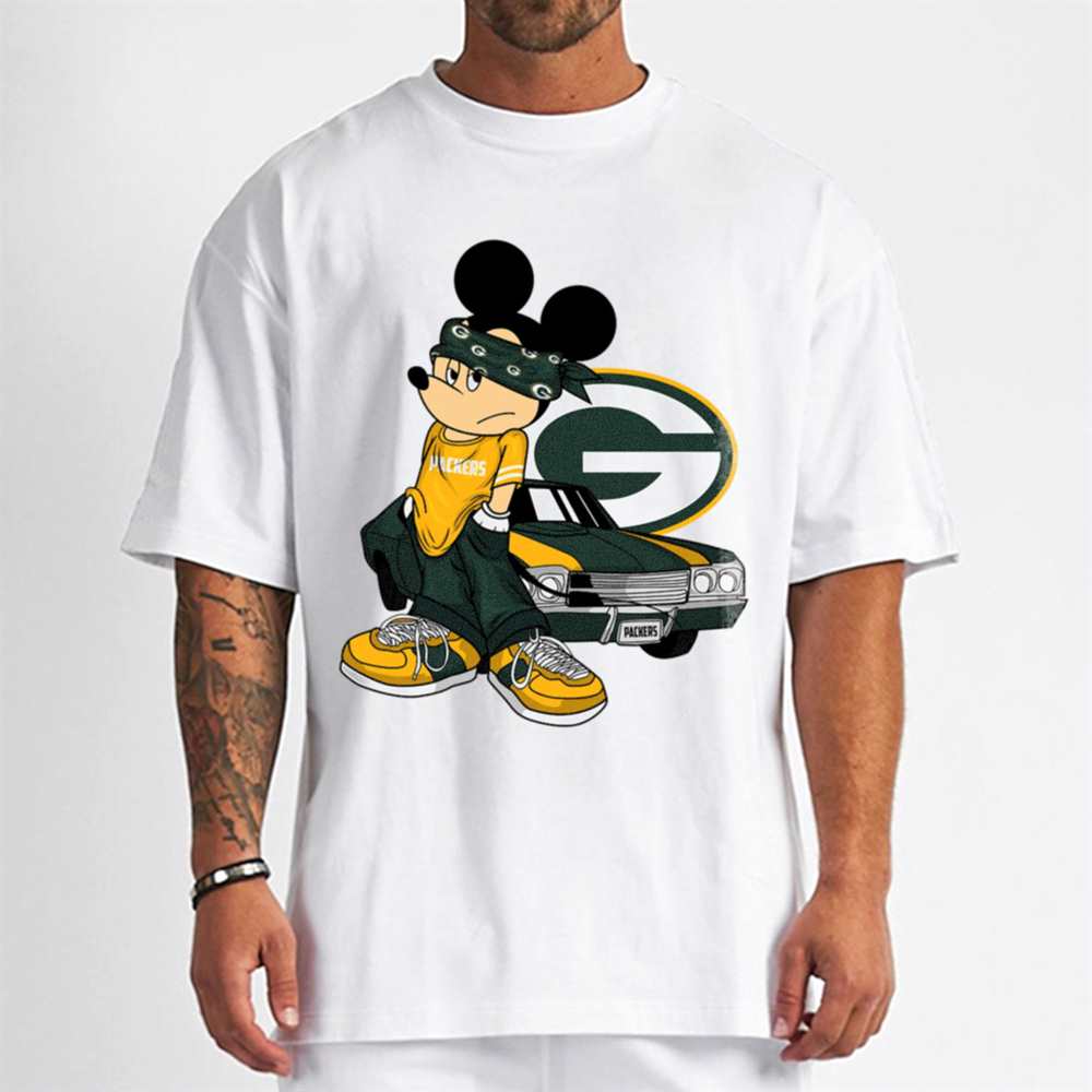 Mickey Gangster And Car Green Bay Packers T-Shirt