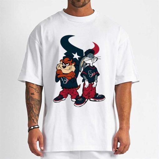 T Shirt Men DSBN197 Looney Tunes Bugs And Taz Houston Texans T Shirt