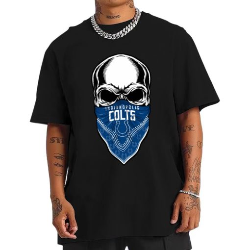 T Shirt Men DSBN209 Skull Wear Bandana Indianapolis Colts T Shirt 1