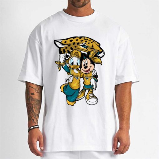 T Shirt Men DSBN229 Minnie And Daisy Duck Fans Jacksonville Jaguars T Shirt