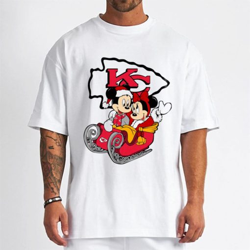 T Shirt Men DSBN242 Mickey Minnie Santa Ride Sleigh Christmas Kansas City Chiefs T Shirt