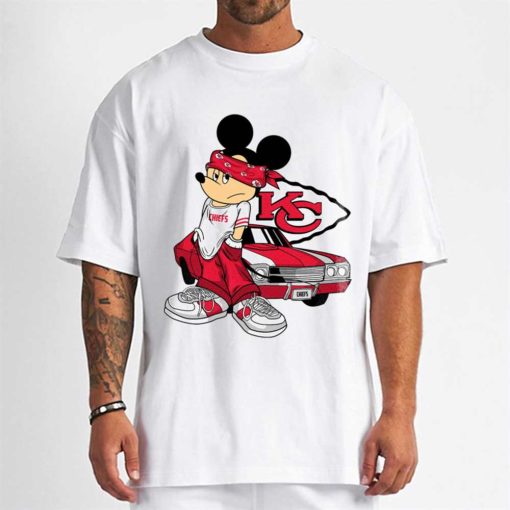 T Shirt Men DSBN247 Mickey Gangster And Car Kansas City Chiefs T Shirt