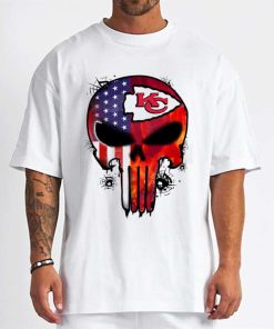 T Shirt Men DSBN253 Punisher Skull Kansas City Chiefs T Shirt