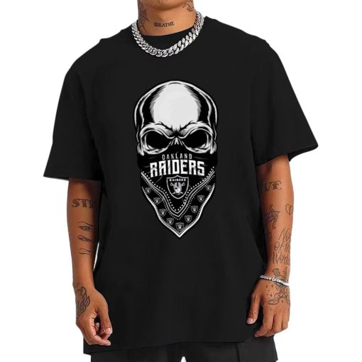 T Shirt Men DSBN257 Skull Wear Bandana Las Vegas Raiders T Shirt