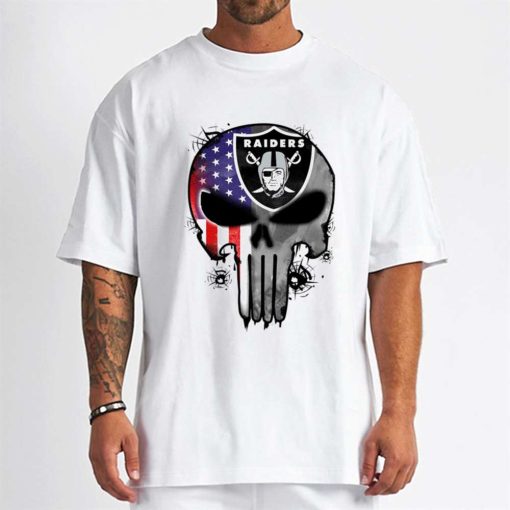 T Shirt Men DSBN270 Punisher Skull Las Vegas Raiders T Shirt
