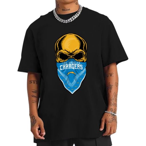 T Shirt Men DSBN273 Skull Wear Bandana Los Angeles Chargers T Shirt