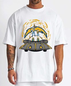T Shirt Men DSBN286 Rick Morty In Spaceship Los Angeles Chargers T Shirt