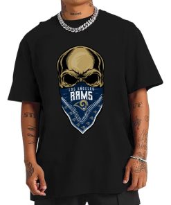 T Shirt Men DSBN289 Skull Wear Bandana Los Angeles Rams T Shirt