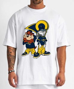 T Shirt Men DSBN293 Looney Tunes Bugs And Taz Los Angeles Rams T Shirt