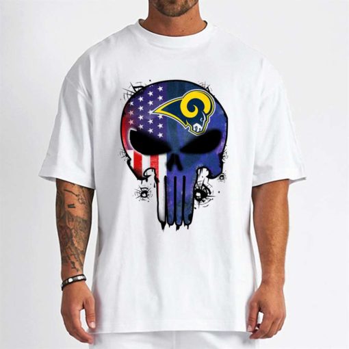 T Shirt Men DSBN296 Punisher Skull Los Angeles Rams T Shirt