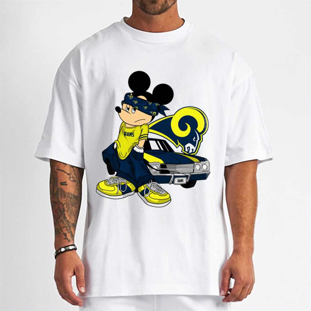 Mickey Gangster And Car Los Angeles Rams T-Shirt