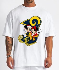 T Shirt Men DSBN304 Mickey Minnie Santa Ride Sleigh Christmas Los Angeles Rams T Shirt