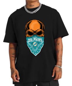 T Shirt Men DSBN305 Skull Wear Bandana Miami Dolphins T Shirt