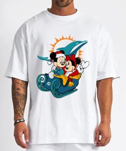 T Shirt Men DSBN308 Mickey Minnie Santa Ride Sleigh Christmas Miami Dolphins T Shirt