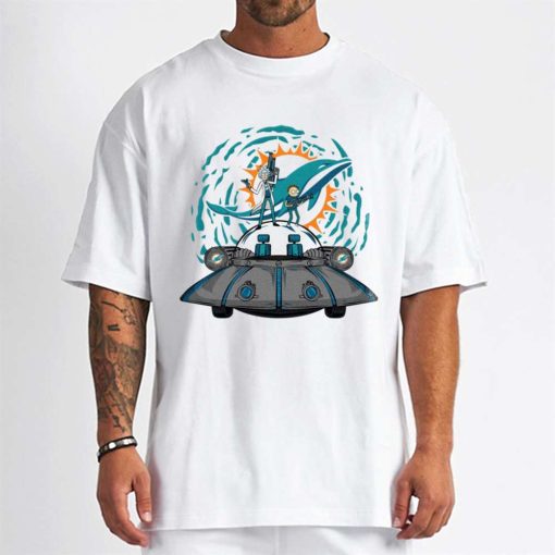 T Shirt Men DSBN314 Rick Morty In Spaceship Miami Dolphins T Shirt