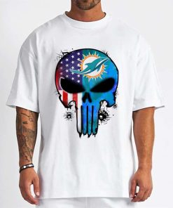 T Shirt Men DSBN316 Punisher Skull Miami Dolphins T Shirt