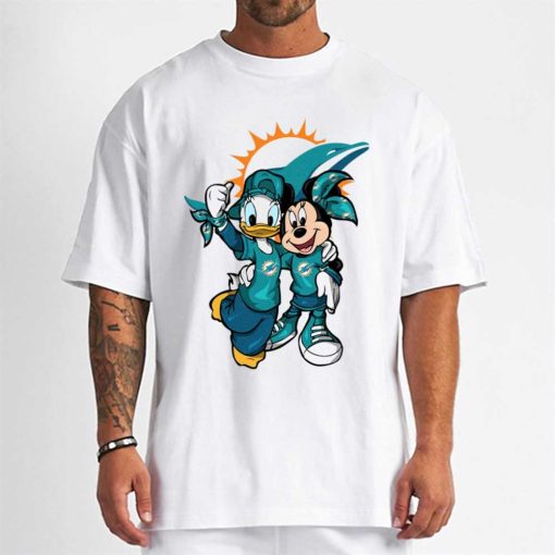 T Shirt Men DSBN319 Minnie And Daisy Duck Fans Miami Dolphins T Shirt