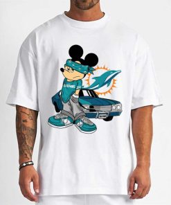 T Shirt Men DSBN320 Mickey Gangster And Car Miami Dolphins T Shirt