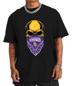 T Shirt Men DSBN321 Skull Wear Bandana Minnesota Vikings T Shirt