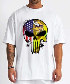 T Shirt Men DSBN328 Punisher Skull Minnesota Vikings T Shirt