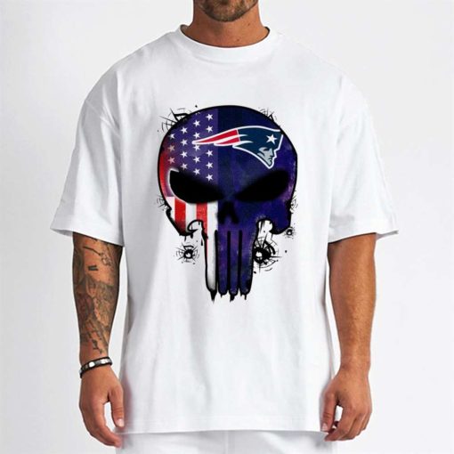 T Shirt Men DSBN340 Punisher Skull New England Patriots T Shirt