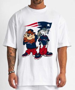 T Shirt Men DSBN341 Looney Tunes Bugs And Taz New England Patriots T Shirt