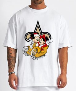 T Shirt Men DSBN356 Mickey Minnie Santa Ride Sleigh Christmas New Orleans Saints T Shirt