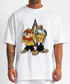 T Shirt Men DSBN360 Looney Tunes Bugs And Taz New Orleans Saints T Shirt