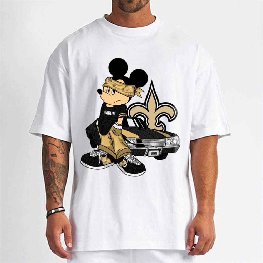 Mickey Gangster And Car New Orleans Saints T-Shirt