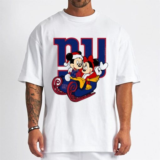 T Shirt Men DSBN382 Mickey Minnie Santa Ride Sleigh Christmas New York Giants T Shirt