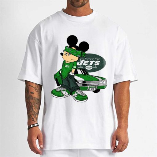T Shirt Men DSBN398 Mickey Gangster And Car New York Jets T Shirt
