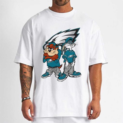 T Shirt Men DSBN404 Looney Tunes Bugs And Taz Philadelphia Eagles T Shirt