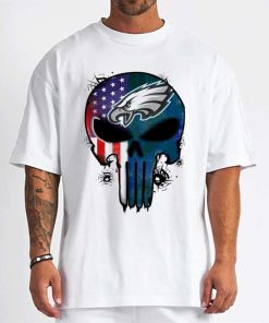 T Shirt Men DSBN409 Punisher Skull Philadelphia Eagles T Shirt