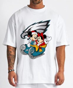 T Shirt Men DSBN414 Mickey Minnie Santa Ride Sleigh Christmas Philadelphia Eagles T Shirt