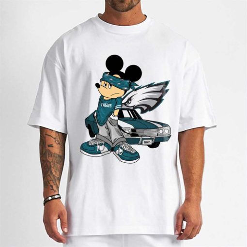 T Shirt Men DSBN416 Mickey Gangster And Car Philadelphia Eagles T Shirt