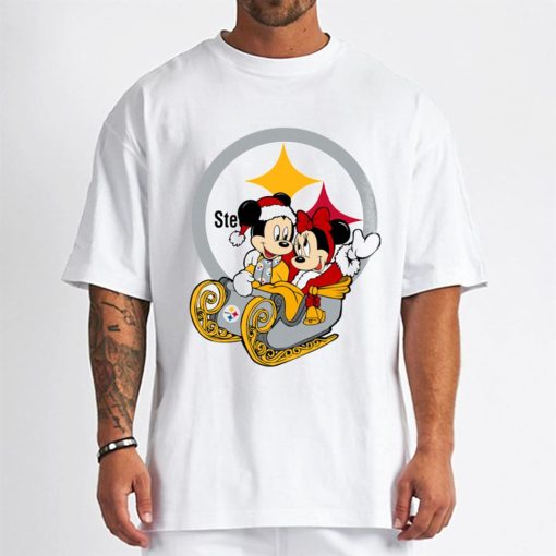 T Shirt Men DSBN419 Mickey Minnie Santa Ride Sleigh Christmas Pittsburgh Steelers T Shirt