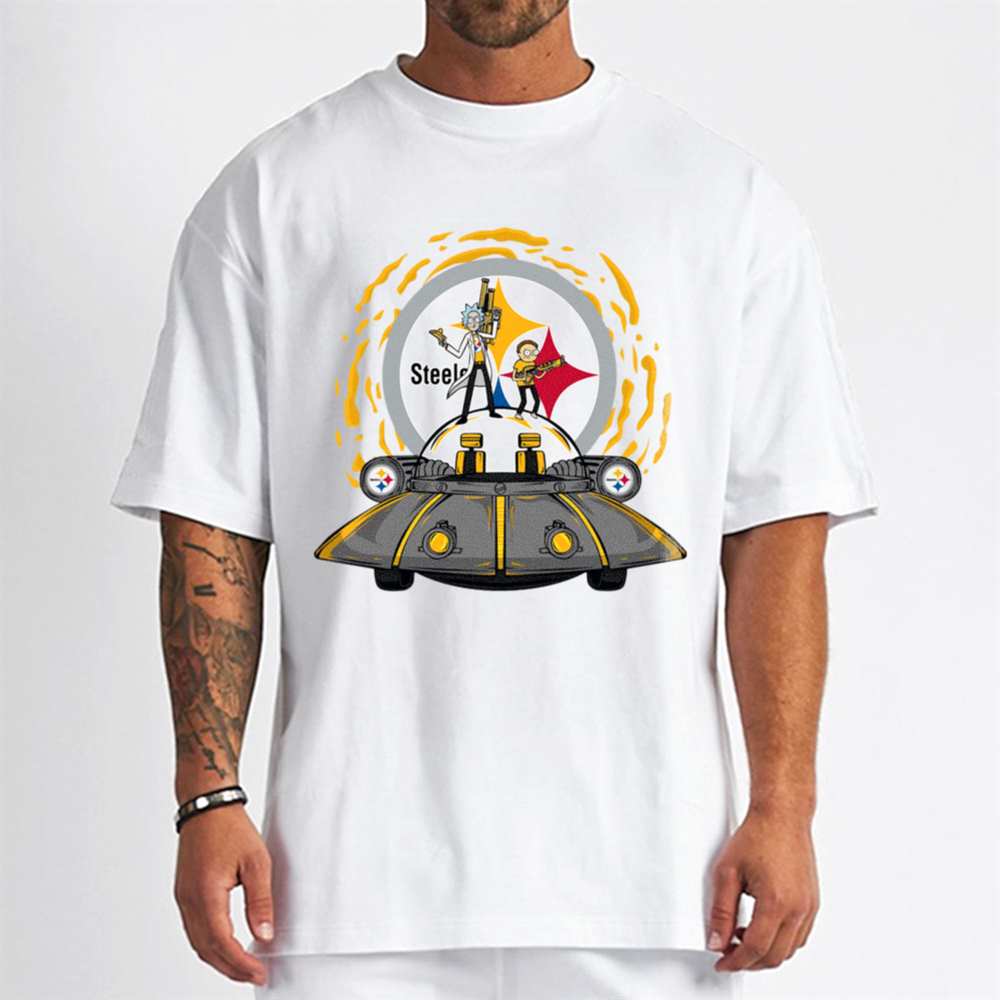 Rick Morty In Spaceship Pittsburgh Steelers T-Shirt