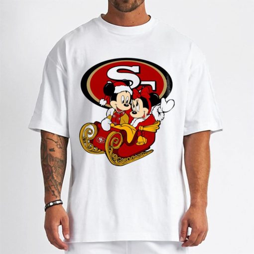 T Shirt Men DSBN436 Mickey Minnie Santa Ride Sleigh Christmas San Francisco 49Ers T Shirt