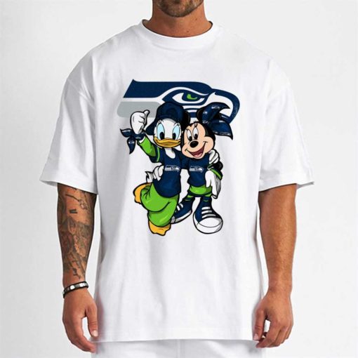 T Shirt Men DSBN450 Minnie And Daisy Duck Fans Seattle Seahawks T Shirt