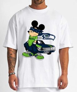 T Shirt Men DSBN453 Mickey Gangster And Car Seattle Seahawks T Shirt
