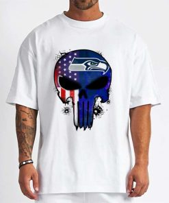 T Shirt Men DSBN456 Punisher Skull Seattle Seahawks T Shirt