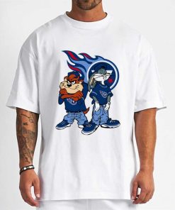 T Shirt Men DSBN485 Looney Tunes Bugs And Taz Tennessee Titans T Shirt