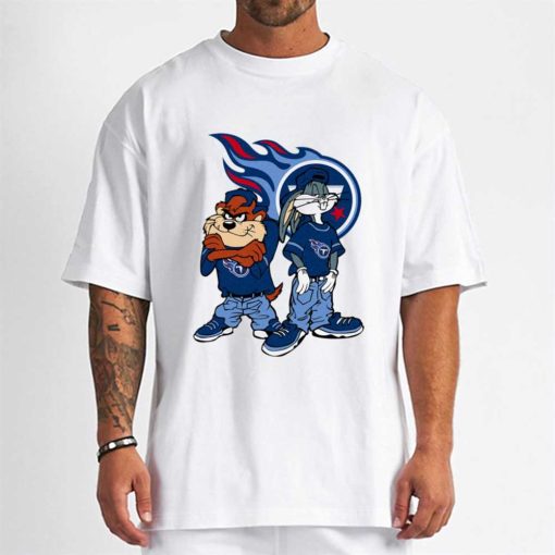 T Shirt Men DSBN485 Looney Tunes Bugs And Taz Tennessee Titans T Shirt