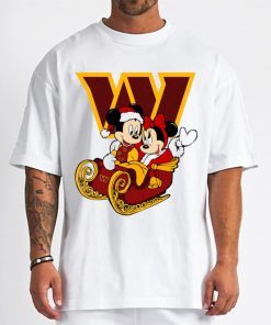 T Shirt Men DSBN507 Mickey Minnie Santa Ride Sleigh Christmas Washington Commanders T Shirt