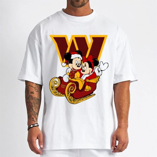 T Shirt Men DSBN507 Mickey Minnie Santa Ride Sleigh Christmas Washington Commanders T Shirt