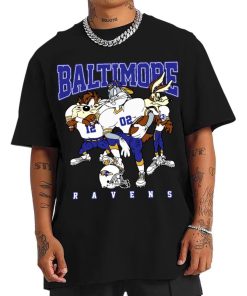 T Shirt Men DSLT03 Baltimore Ravens Bugs Bunny And Taz Player T Shirt