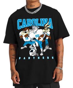 T Shirt Men DSLT05 Carolina Panthers Bugs Bunny And Taz Player T Shirt