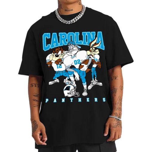 T Shirt Men DSLT05 Carolina Panthers Bugs Bunny And Taz Player T Shirt