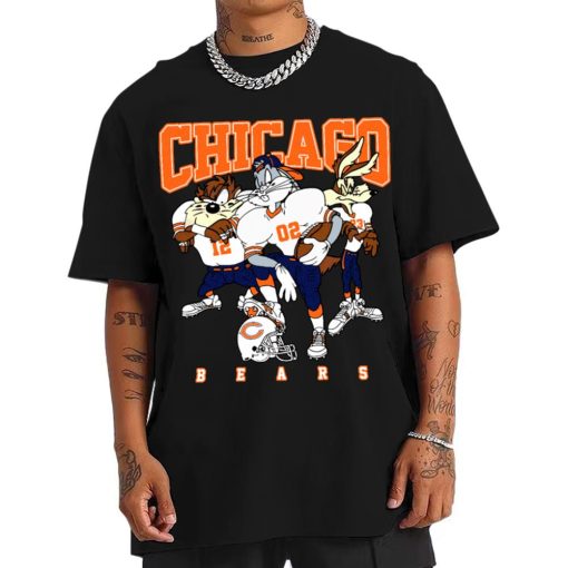 T Shirt Men DSLT06 Chicago Bears Bugs Bunny And Taz Player T Shirt