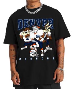 T Shirt Men DSLT10 Denver Broncos Bugs Bunny And Taz Player T Shirt